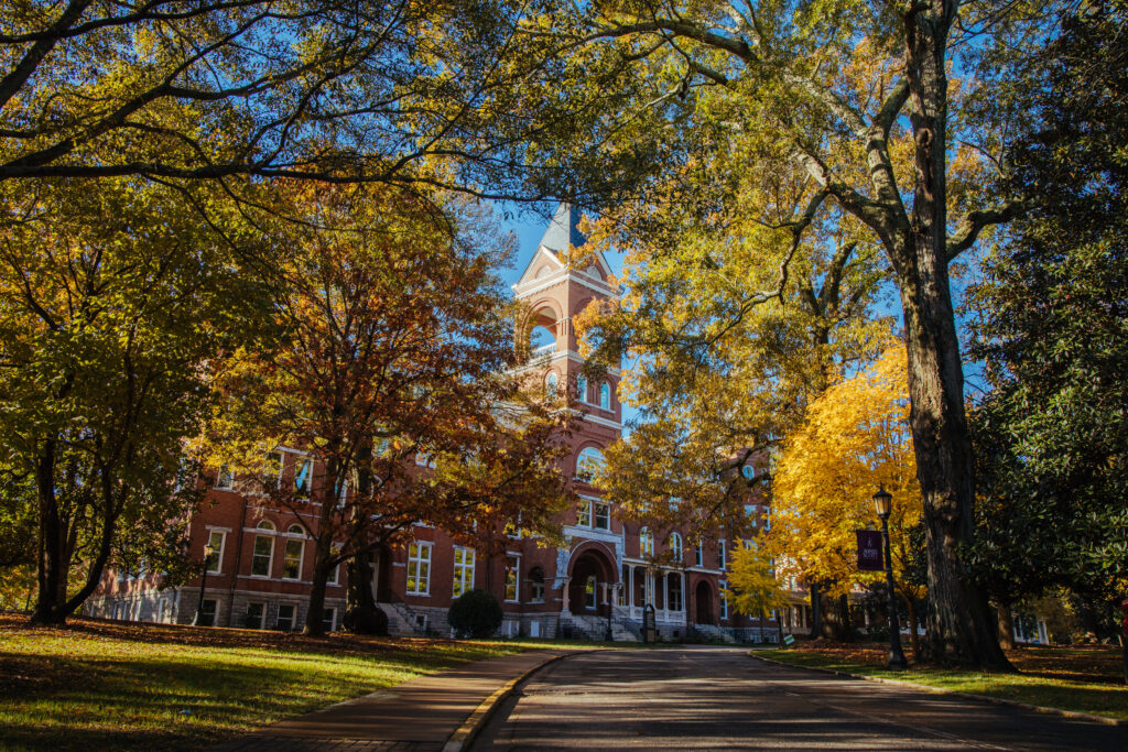 Agnes Scott College Main Hall in the Fall.